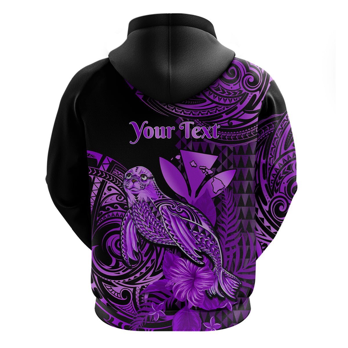 Custom Hawaii Monk Seal Hoodie Polynesian Kakau With Kanaka Purple - Wonder Print Shop