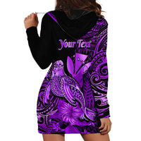 (Custom Personalised) Hawaii Monk Seal Hoodie Dress Polynesian Kakau With Kanaka Purple - Wonder Print Shop