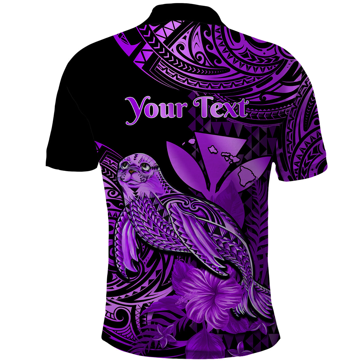 Custom Monk Seal Hawaii Polo Shirt Polynesian Kakau With Kanaka Purple - Wonder Print Shop