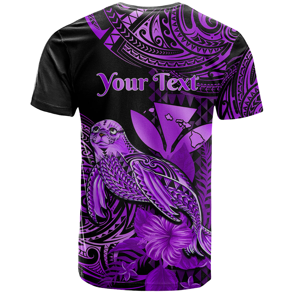 Custom Hawaii Monk Seal T Shirt Polynesian Kakau With Kanaka Purple - Wonder Print Shop