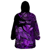 (Custom Personalised) Hawaii Monk Seal Wearable Blanket Hoodie Polynesian Kakau With Kanaka Purple - Wonder Print Shop