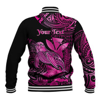 (Custom Personalised) Hawaii Monk Seal Baseball Jacket Polynesian Kakau With Kanaka Pink - Wonder Print Shop
