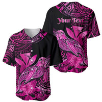 (Custom Personalised) Hawaii Monk Seal Baseball Jersey Polynesian Kakau With Kanaka Pink - Wonder Print Shop