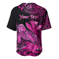 (Custom Personalised) Hawaii Monk Seal Baseball Jersey Polynesian Kakau With Kanaka Pink - Wonder Print Shop