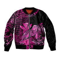 (Custom Personalised) Hawaii Monk Seal Bomber Jacket Polynesian Kakau With Kanaka Pink - Wonder Print Shop
