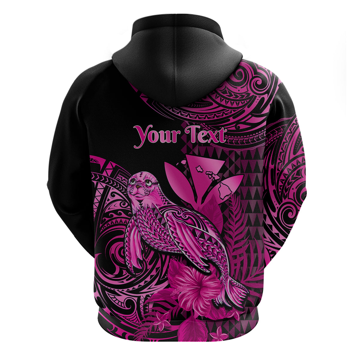 Custom Hawaii Monk Seal Hoodie Polynesian Kakau With Kanaka Pink - Wonder Print Shop
