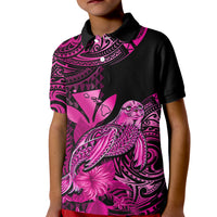 Custom Monk Seal Hawaii Polo Shirt for Kid Polynesian Kakau With Kanaka Pink - Wonder Print Shop