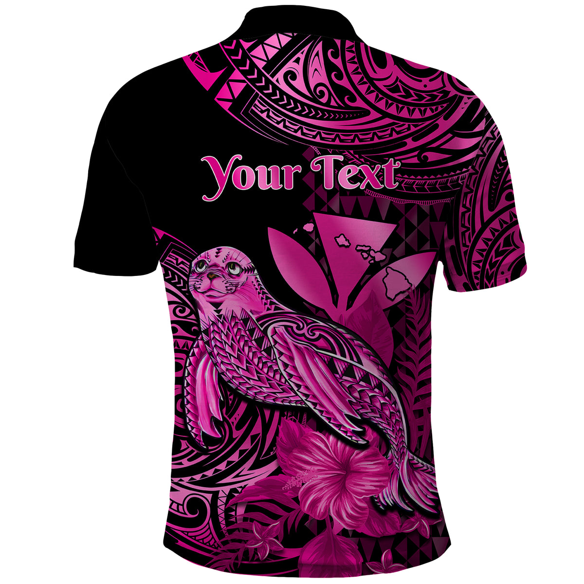 Custom Monk Seal Hawaii Polo Shirt Polynesian Kakau With Kanaka Pink - Wonder Print Shop