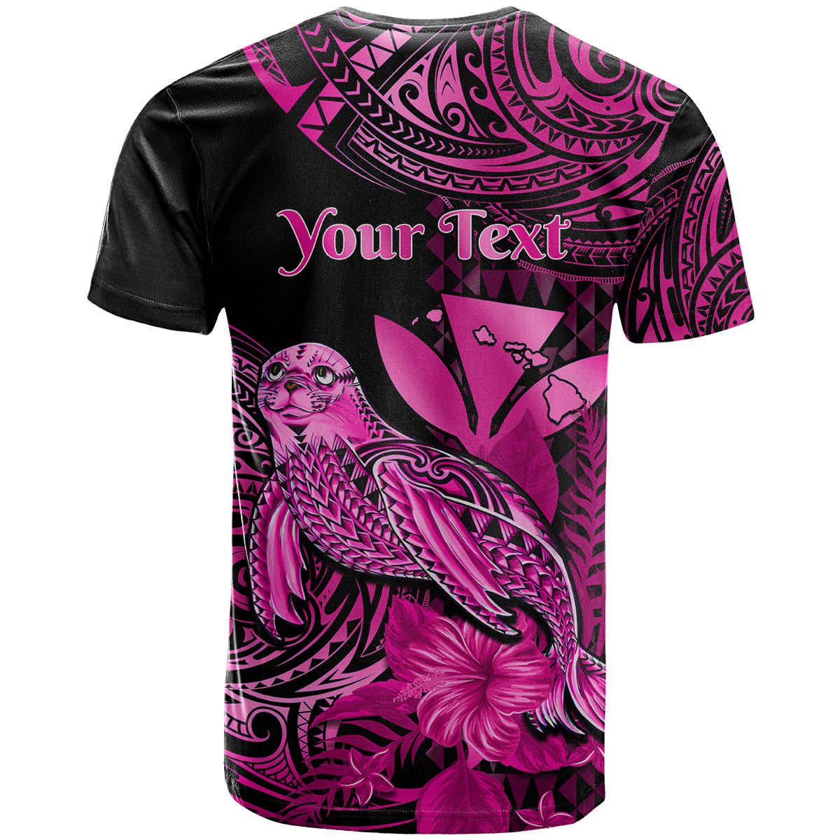 Custom Hawaii Monk Seal T Shirt Polynesian Kakau With Kanaka Pink - Wonder Print Shop