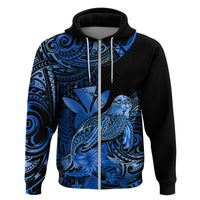 Custom Hawaii Monk Seal Hoodie Polynesian Kakau With Kanaka Blue - Wonder Print Shop