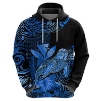 Custom Hawaii Monk Seal Hoodie Polynesian Kakau With Kanaka Blue - Wonder Print Shop