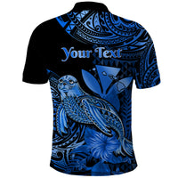 Custom Monk Seal Hawaii Polo Shirt Polynesian Kakau With Kanaka Blue - Wonder Print Shop