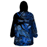 (Custom Personalised) Hawaii Monk Seal Wearable Blanket Hoodie Polynesian Kakau With Kanaka Blue - Wonder Print Shop