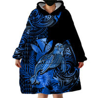 (Custom Personalised) Hawaii Monk Seal Wearable Blanket Hoodie Polynesian Kakau With Kanaka Blue - Wonder Print Shop