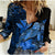(Custom Personalised) Hawaii Monk Seal Women Casual Shirt Polynesian Kakau With Kanaka Blue - Wonder Print Shop