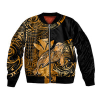 (Custom Personalised) Hawaii Monk Seal Bomber Jacket Polynesian Kakau With Kanaka Gold - Wonder Print Shop