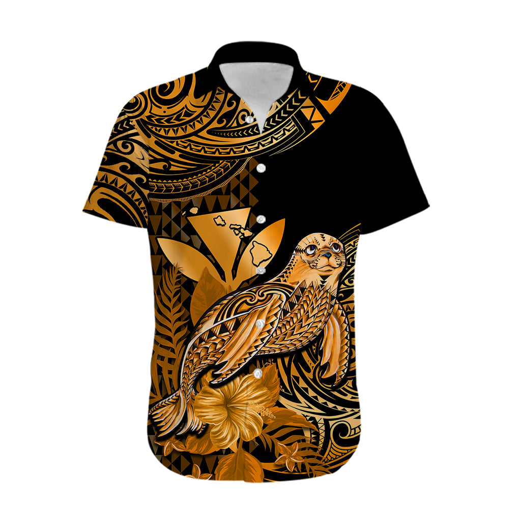 (Custom Personalised) Hawaii Monk Seal Hawaiian Shirt Polynesian Kakau With Kanaka Gold - Wonder Print Shop