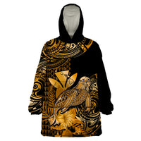 (Custom Personalised) Hawaii Monk Seal Wearable Blanket Hoodie Polynesian Kakau With Kanaka Gold - Wonder Print Shop