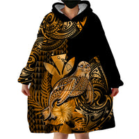 (Custom Personalised) Hawaii Monk Seal Wearable Blanket Hoodie Polynesian Kakau With Kanaka Gold - Wonder Print Shop
