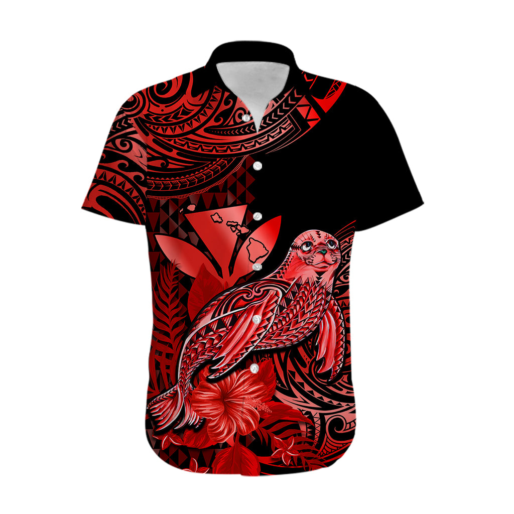 (Custom Personalised) Hawaii Monk Seal Hawaiian Shirt Polynesian Kakau With Kanaka Red - Wonder Print Shop