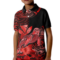 Custom Monk Seal Hawaii Polo Shirt for Kid Polynesian Kakau With Kanaka Red - Wonder Print Shop