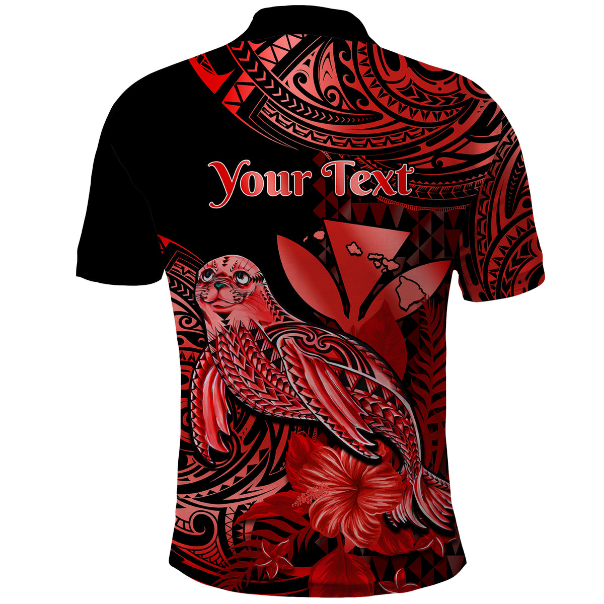 Custom Monk Seal Hawaii Polo Shirt Polynesian Kakau With Kanaka Red - Wonder Print Shop