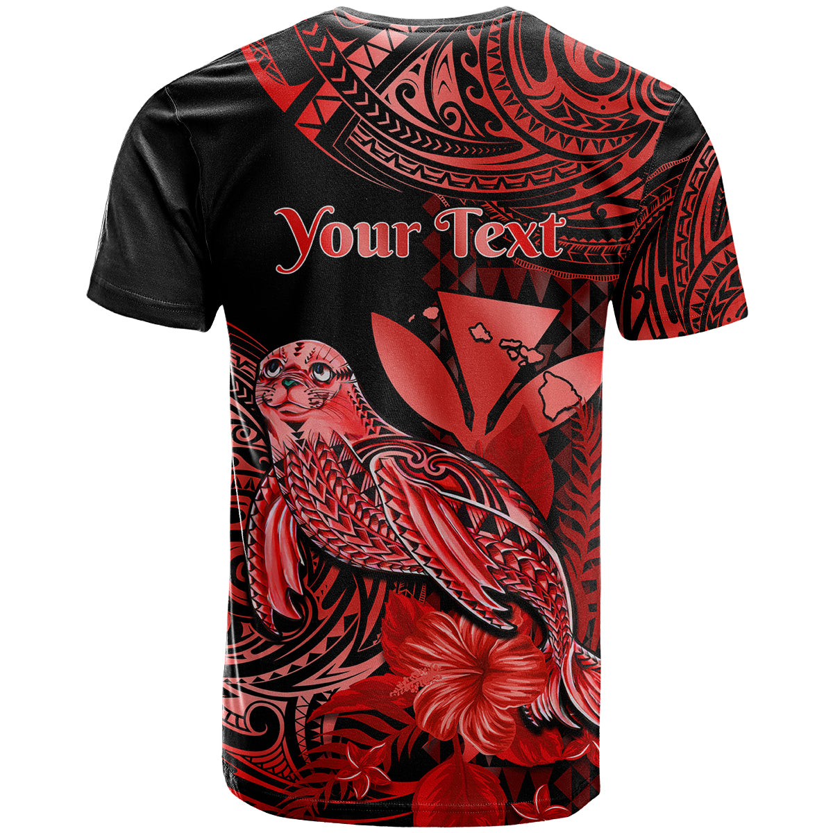 Custom Hawaii Monk Seal T Shirt Polynesian Kakau With Kanaka Red - Wonder Print Shop