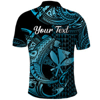 Custom Hawaii Hammerhead Shark Polynesian Tatoo Polo Shirt Polynesian Kakau With Kanaka Turquoise - Wonder Print Shop