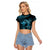 (Custom Personalised) Hawaii Hammerhead Shark Raglan Cropped T Shirt Polynesian Kakau With Kanaka Turquoise - Wonder Print Shop