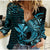 (Custom Personalised) Hawaii Hammerhead Shark Women Casual Shirt Polynesian Kakau With Kanaka Turquoise - Wonder Print Shop