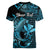 (Custom Personalised) Hawaii Hammerhead Shark Women V Neck T Shirt Polynesian Kakau With Kanaka Turquoise - Wonder Print Shop