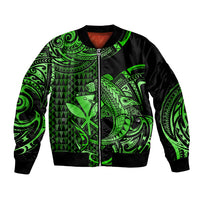 (Custom Personalised) Hawaii Hammerhead Shark Bomber Jacket Polynesian Kakau With Kanaka Green - Wonder Print Shop
