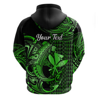 Custom Hawaii Hammerhead Shark Polynesian Hoodie Polynesian Kakau With Kanaka Green - Wonder Print Shop