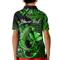 Custom Hawaii Hammerhead Shark Polo Shirt for Kid Polynesian Kakau With Kanaka Green - Wonder Print Shop