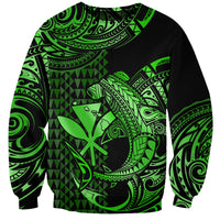 (Custom Personalised) Hawaii Hammerhead Shark Sweatshirt Polynesian Kakau With Kanaka Green - Wonder Print Shop