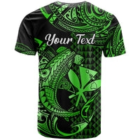 Custom Hawaii Hammerhead Shark T Shirt Polynesian Kakau With Kanaka Green - Wonder Print Shop