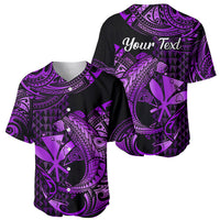 (Custom Personalised) Hawaii Hammerhead Shark Baseball Jersey Polynesian Kakau With Kanaka Purple - Wonder Print Shop