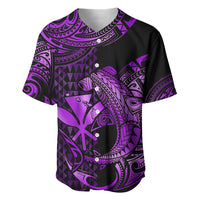 (Custom Personalised) Hawaii Hammerhead Shark Baseball Jersey Polynesian Kakau With Kanaka Purple - Wonder Print Shop