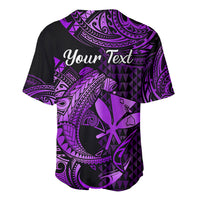 (Custom Personalised) Hawaii Hammerhead Shark Baseball Jersey Polynesian Kakau With Kanaka Purple - Wonder Print Shop