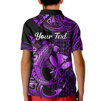 Custom Hawaii Hammerhead Shark Polo Shirt for Kid Polynesian Kakau With Kanaka Purple - Wonder Print Shop