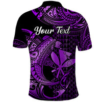 Custom Hawaii Hammerhead Shark Polynesian Tatoo Polo Shirt Polynesian Kakau With Kanaka Purple - Wonder Print Shop