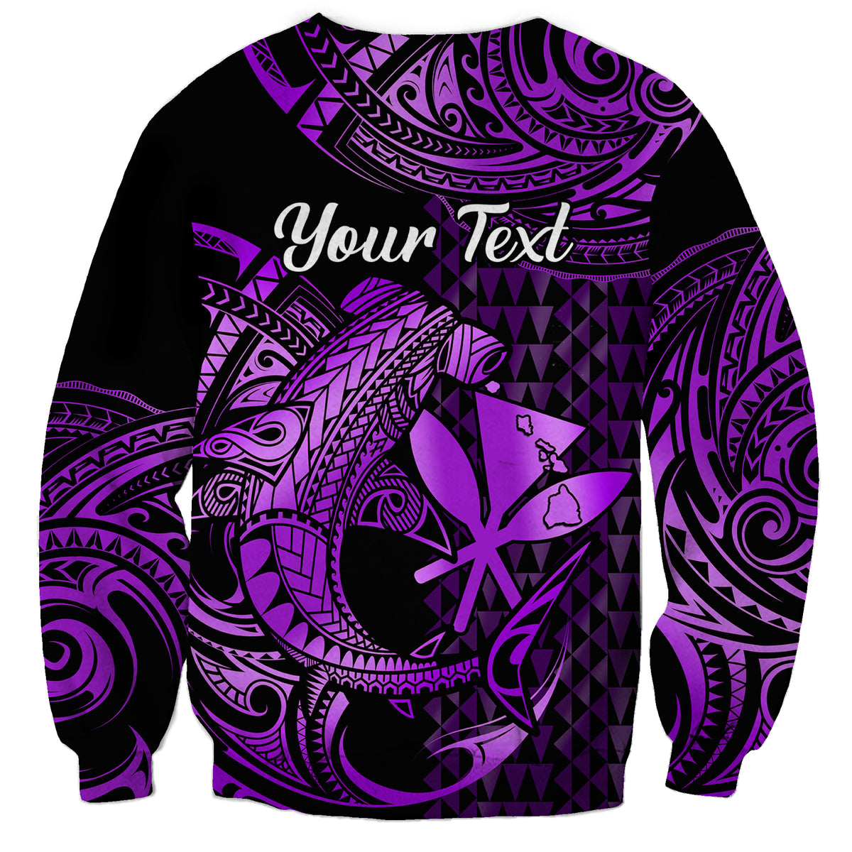 (Custom Personalised) Hawaii Hammerhead Shark Sweatshirt Polynesian Kakau With Kanaka Purple - Wonder Print Shop