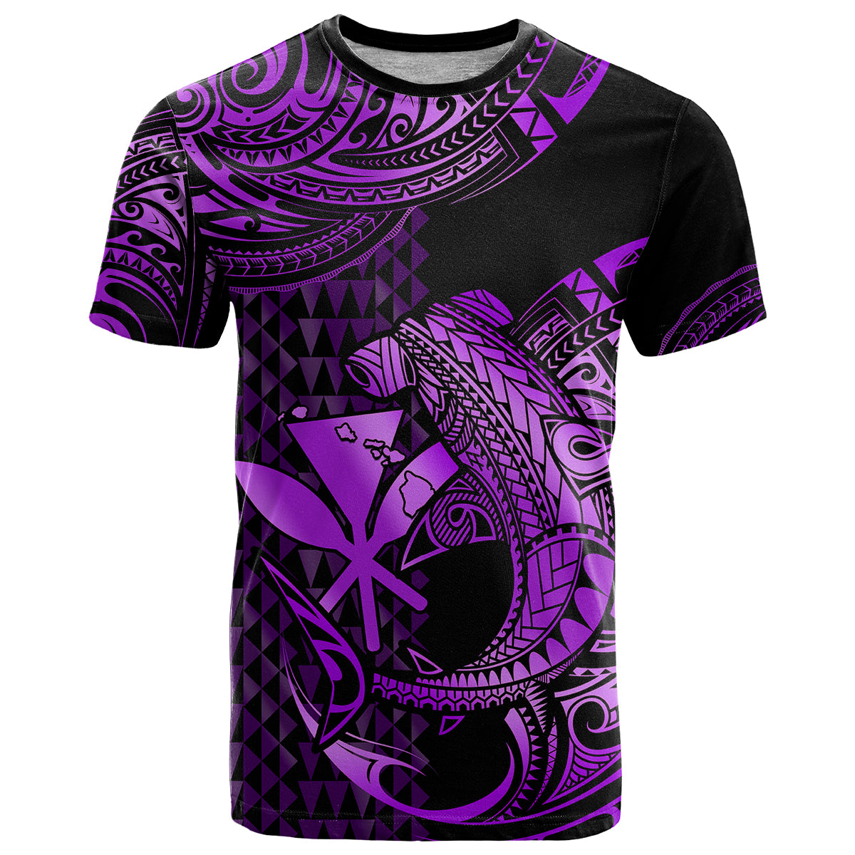 Custom Hawaii Hammerhead Shark T Shirt Polynesian Kakau With Kanaka Purple - Wonder Print Shop