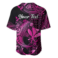 (Custom Personalised) Hawaii Hammerhead Shark Baseball Jersey Polynesian Kakau With Kanaka Pink - Wonder Print Shop