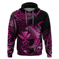 Custom Hawaii Hammerhead Shark Polynesian Hoodie Polynesian Kakau With Kanaka Pink - Wonder Print Shop