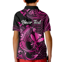 Custom Hawaii Hammerhead Shark Polo Shirt for Kid Polynesian Kakau With Kanaka Pink - Wonder Print Shop