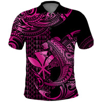 Custom Hawaii Hammerhead Shark Polynesian Tatoo Polo Shirt Polynesian Kakau With Kanaka Pink - Wonder Print Shop