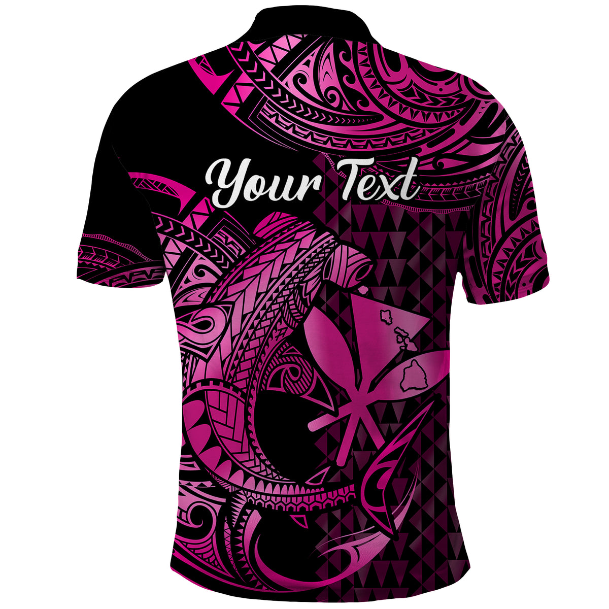 Custom Hawaii Hammerhead Shark Polynesian Tatoo Polo Shirt Polynesian Kakau With Kanaka Pink - Wonder Print Shop
