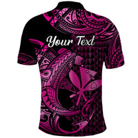 Custom Hawaii Hammerhead Shark Polynesian Tatoo Polo Shirt Polynesian Kakau With Kanaka Pink - Wonder Print Shop