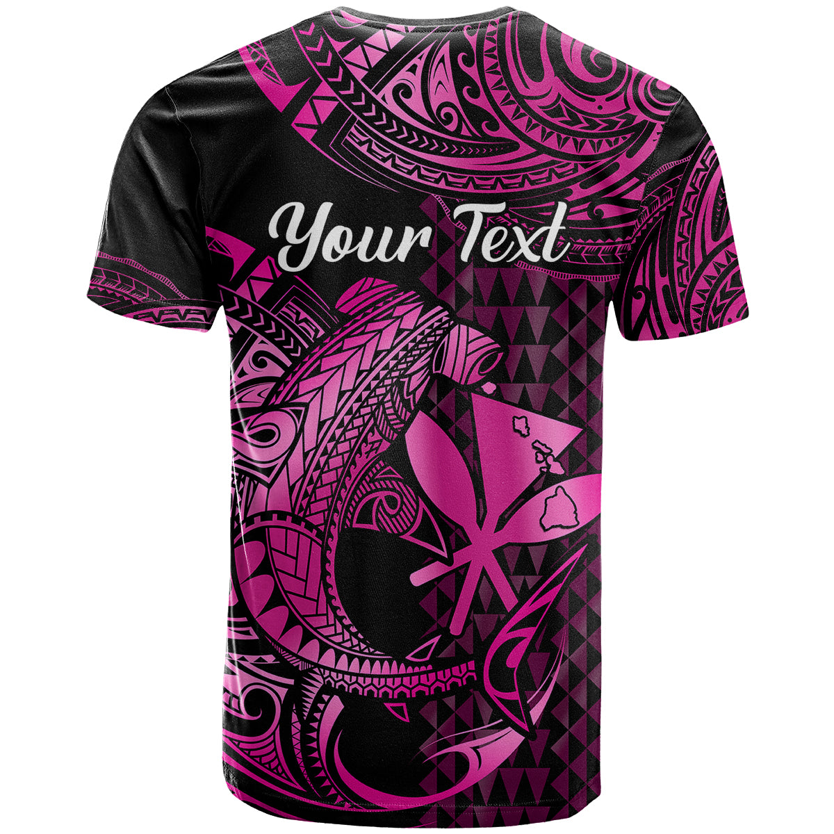 Custom Hawaii Hammerhead Shark T Shirt Polynesian Kakau With Kanaka Pink - Wonder Print Shop